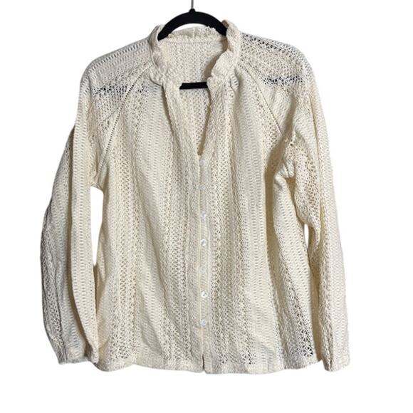 Cream Large Boho Button Up Top Cardigan - Picture 1 of 4
